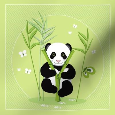 The letter Y and Panda, green background