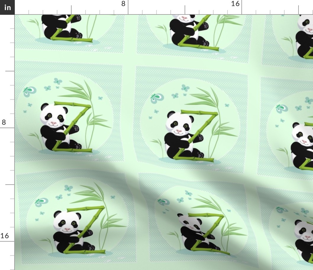The letter Z and Panda, light green background