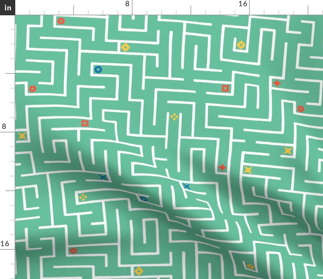 Find the way - infinite labyrinth in mint green