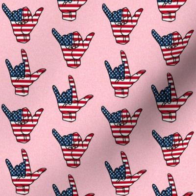 shaka usa fabric - usa flag, american flag - pink