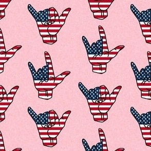 shaka usa fabric - usa flag, american flag - pink