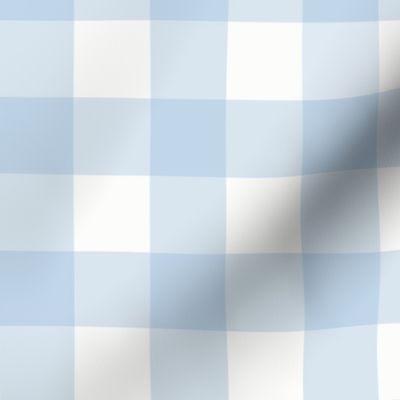 1.5" Powdery Blue Gingham: Soft Blue Gingham Check, Medium Check