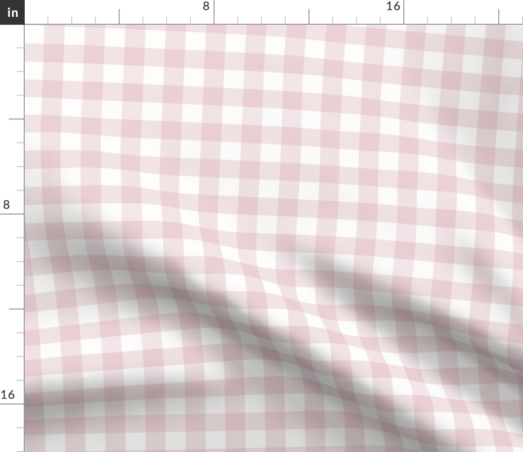 .75" Rose Pink Gingham: Pastel Pink Gingham, Small Check