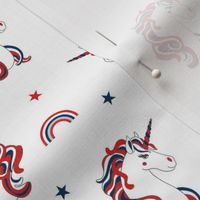 usa unicorn fabric - patriotic unicorn, american unicorn - white