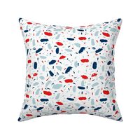 abstract usa fabric - paint fabric, american fabric, red white and blue - white