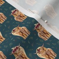 highland cattle on teal - small size