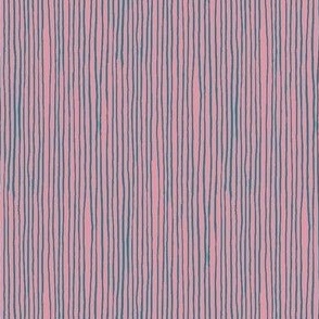 Twilit Grotto Stripe - Teal on Pink