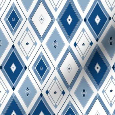 Geometric Diamonds - Glory (blue and white)
