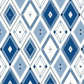 Geometric Diamonds - Glory (blue and white)