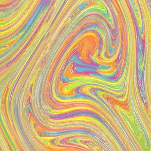 Poured Rainbow Paint (Yellow Dominant) Seamless Swirl