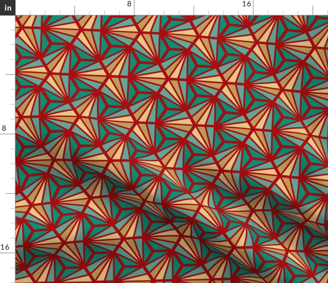 Geometric Pattern: Hexagon Ray: Turquoise