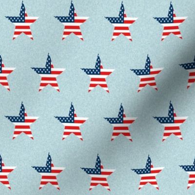 usa star flag fabric - patriotic fabric - light blue