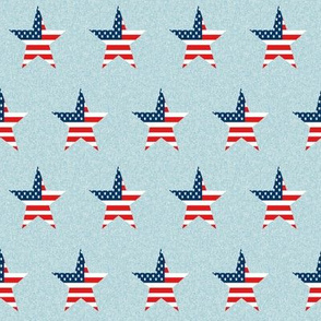 usa star flag fabric - patriotic fabric - light blue