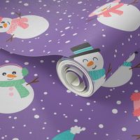 Cute Snowman Pattern Purple