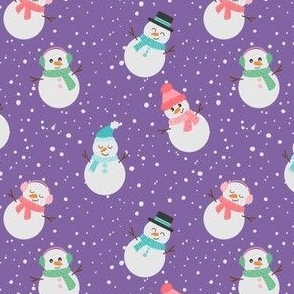 Cute Snowman Pattern Purple