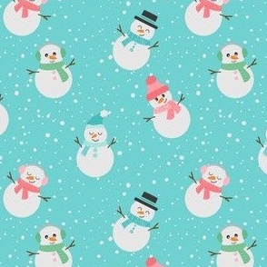 Cute Snowman Pattern Aqua