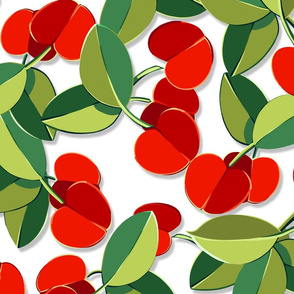 Papercut Cherries on White | Large