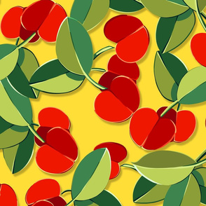 Papercut Cherries | Mid-Century Yellow | Large