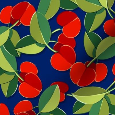 Papercut Cherries | Navy