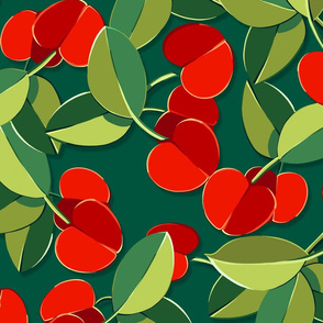 Papercut Cherries | Deep Green