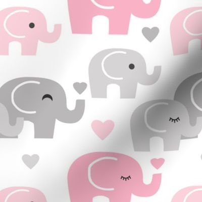 Pink Gray Elephant Baby Girl