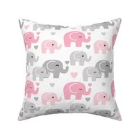 Pink Gray Elephant Baby Girl