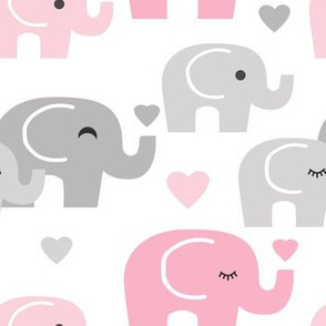 Pink Gray Elephant Baby Girl