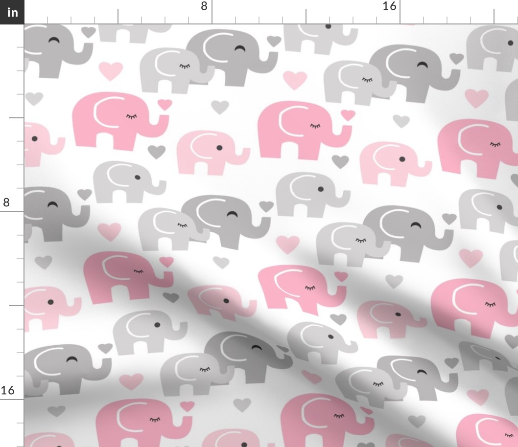 Pink Gray Elephant Baby Girl