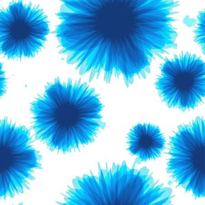 Flowers Blue Voile on White