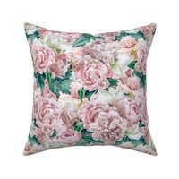 12" Pastel Real Springflower Peony Pattern - Sepia multiple Layers