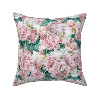 12" Pastel Real Springflower  Dramatic Glamour  Peony Pattern - Sepia multiple Layers