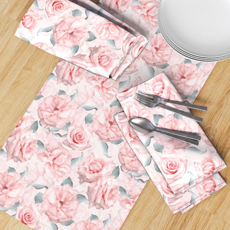 10" Pastel Real Springflower  dramatic Roses Pattern - multiple Layers