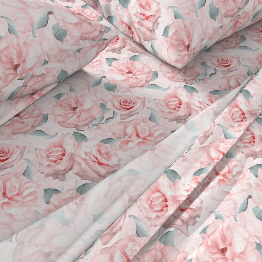 10" Pastel Real Springflower  dramatic Roses Pattern - multiple Layers