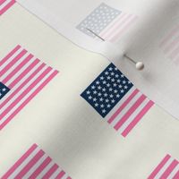 american flag preppy pink - pink american flag fabric - cream