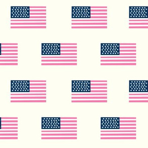 american flag preppy pink - pink american flag fabric - cream