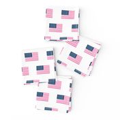 american flag preppy pink - pink american flag fabric - white