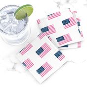 american flag preppy pink - pink american flag fabric - white