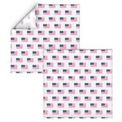 american flag preppy pink - pink american flag fabric - white