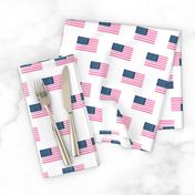 american flag preppy pink - pink american flag fabric - white