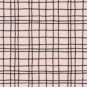 Abstract geometric stripes and stroked hand drawn grid design minimal Scandinavian boho trend nursery sandy pink beige
