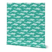 dolphins - nautical summer beach - teal - LAD20
