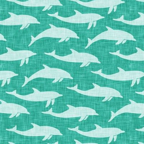 dolphins - nautical summer beach - teal - LAD20