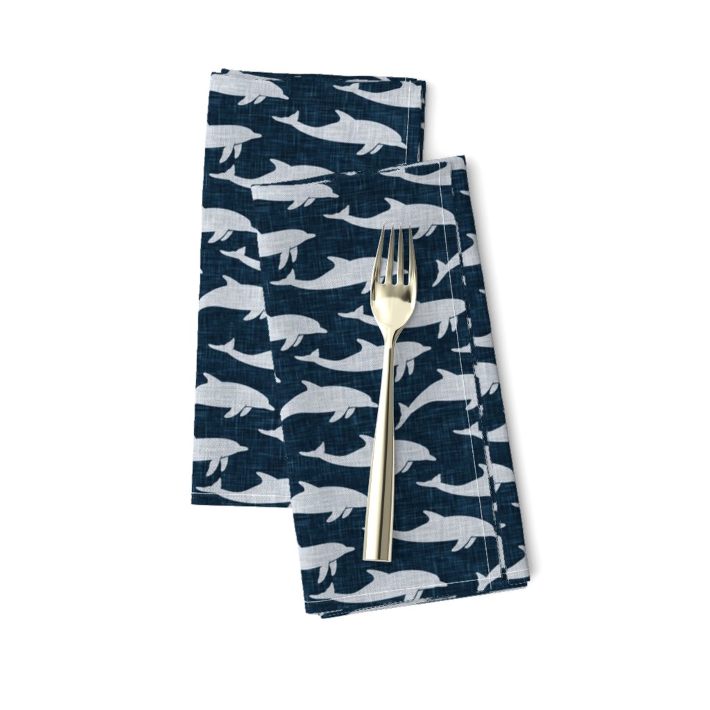 dolphins - nautical summer beach - dark blue - LAD20