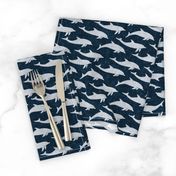 dolphins - nautical summer beach - dark blue - LAD20