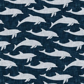 dolphins - nautical summer beach - dark blue - LAD20