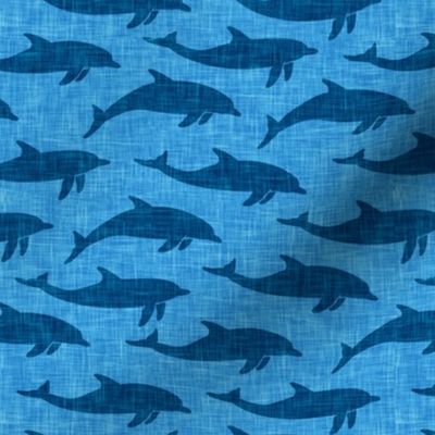 dolphins - nautical summer beach - blue on blue - LAD20