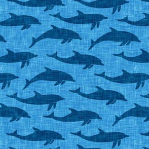dolphins - nautical summer beach - blue on blue - LAD20
