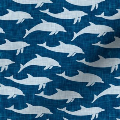 dolphins - nautical summer beach - light blue on blue - LAD20