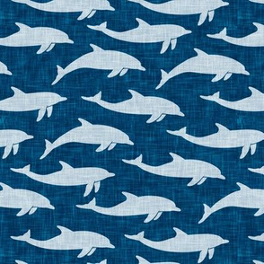 dolphins - nautical summer beach - light blue on blue - LAD20
