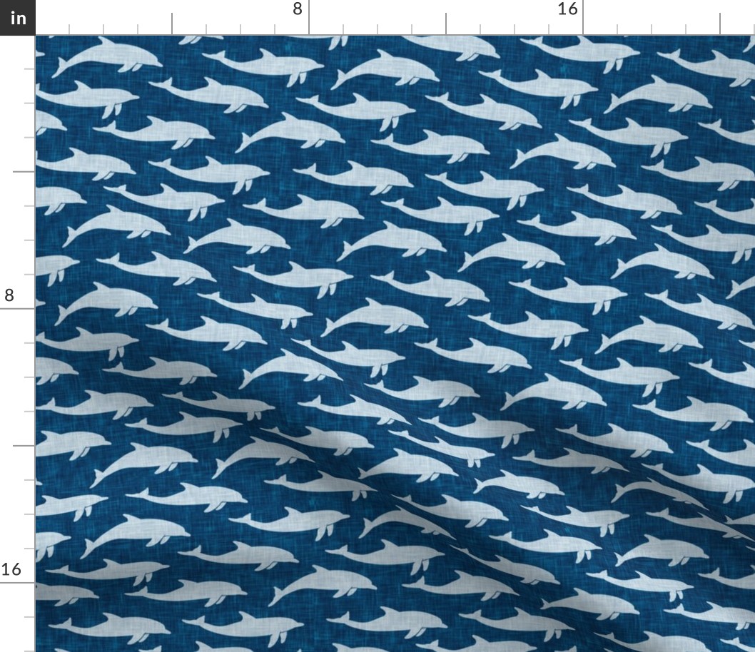 dolphins - nautical summer beach - light blue on blue - LAD20